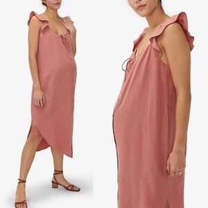 Hatch Collection Jenna Midi Ruffle Button
Front Maternity Dress XS